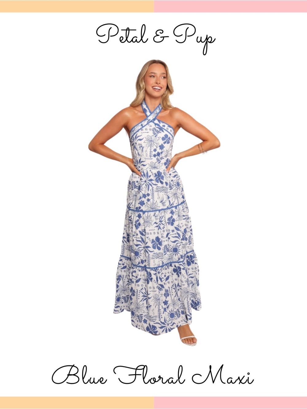 Petal & Pup Blue and White Floral Maxi Dress